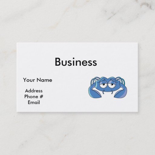 Customizable sleepy blue crab business card template