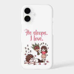 Sleepy Boy and Girl with Flowers iPhone 17 Case