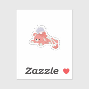 Sleepy Boy with Giant Teddy Bear Hugging Sticker
