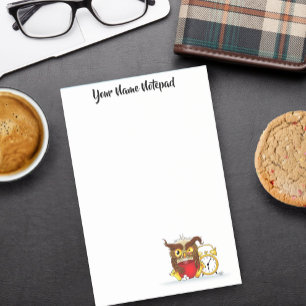 Sleepy Brown Cute Funny Owl Coffee Illustration Post-it Notes