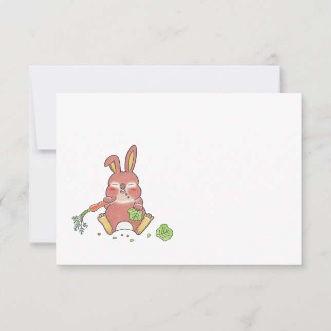 Sleepy Bunny Any Occasion Simple Flat Note Card (Front)