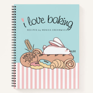 Sleepy bunny bakery personalized recipe cookbook notebook