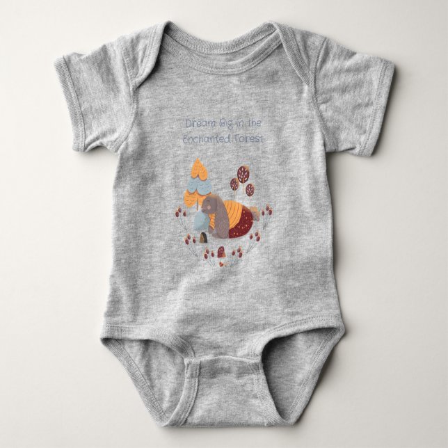 Sleepy Bunny Gender-neutral cute  Baby Bodysuit (Front)
