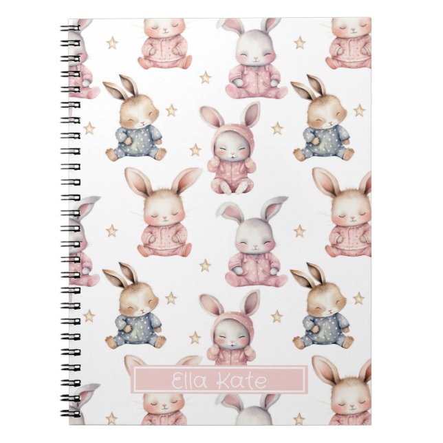 Sleepy Bunny Rabbits Custom Notebook  (Front)