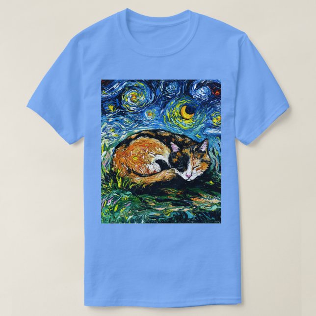 Sleepy Calico Night T-Shirt (Design Front)