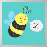 Sleepy Cartoon Bumblebee Poster at Zazzle