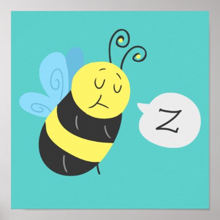 Sleepy Cartoon Bumblebee Poster