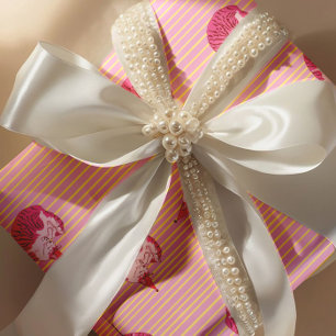 Sleepy Cat 1st Birthday Yellow Stripes Wrapping Paper