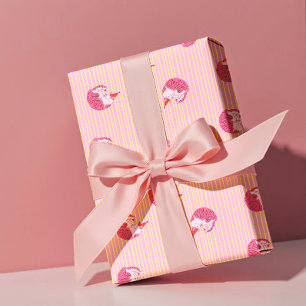 Sleepy Cat 1st Birthday Yellow Stripes Wrapping Paper Sheets