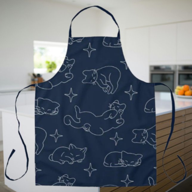Sleepy Cat Apron – Whimsical Cat Pattern (Creator Uploaded)