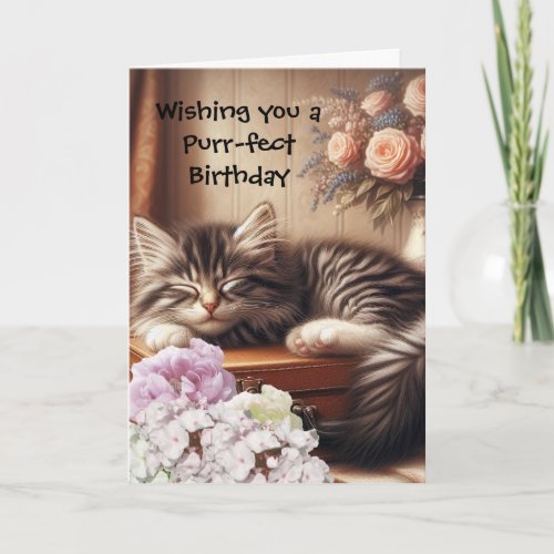 Sleepy Cat Birthday  Card