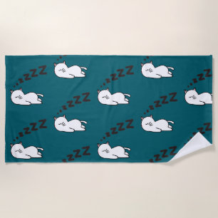 Sleepy Cat Cat Beach Towel