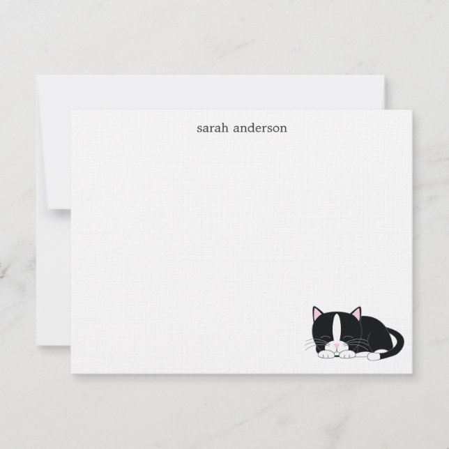 Sleepy Cat Flat Thank You Notes Invitation (Front)