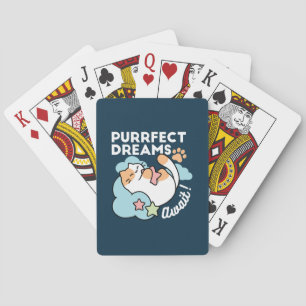 Sleepy Cat Hugging Star – Purrfect Dreams Cute Cat Poker Cards