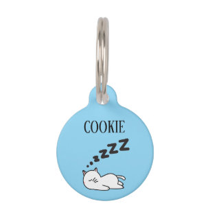 Sleepy Cat Pesonalized Pet ID Tag