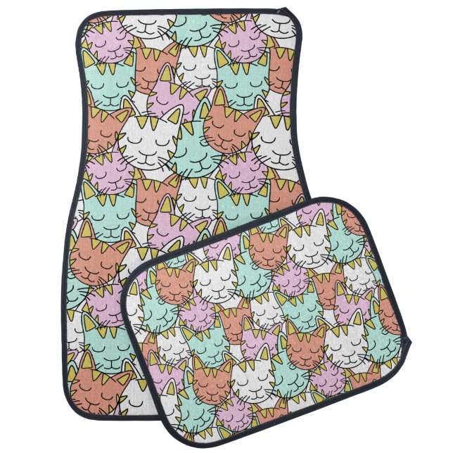Sleepy Cats pattern car floor mats (Set)
