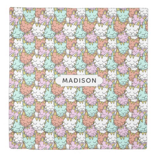 Sleepy Cats Pattern custom name duvet covers