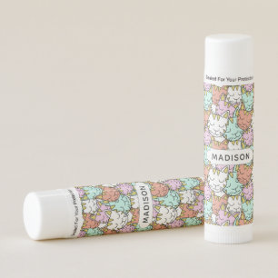 Sleepy Cats Pattern custom name lip balm
