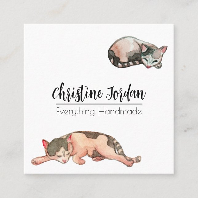 Sleepy Cats Square Business Card (Front)