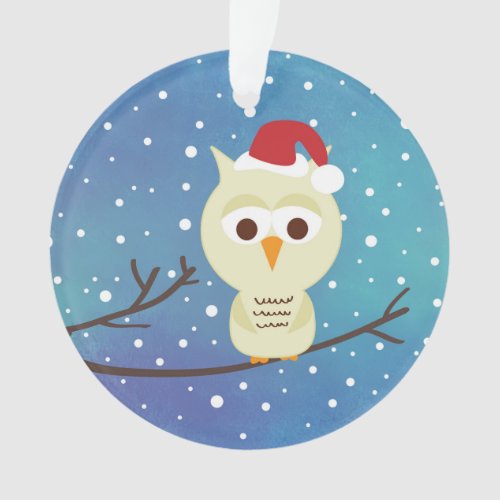 Sleepy Christmas Owl Personalized Holiday Ornament