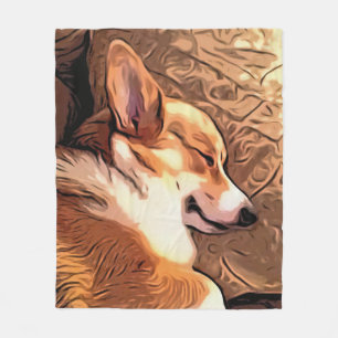 Sleepy Corgi Fleece Blanket