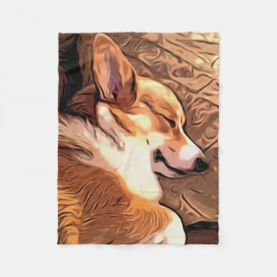 Sleepy Corgi Fleece Blanket