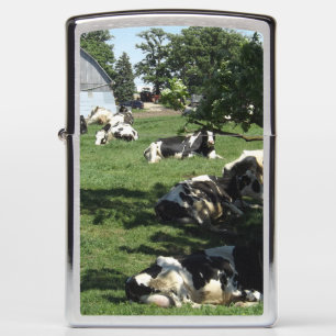 Sleepy Cows on the Farm Zippo Lighter