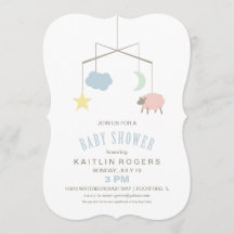 Sleepy Crib Mobile Baby Shower Invitation