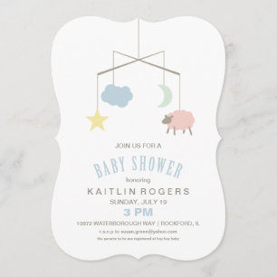 Sleepy Crib Mobile Baby Shower Invitation