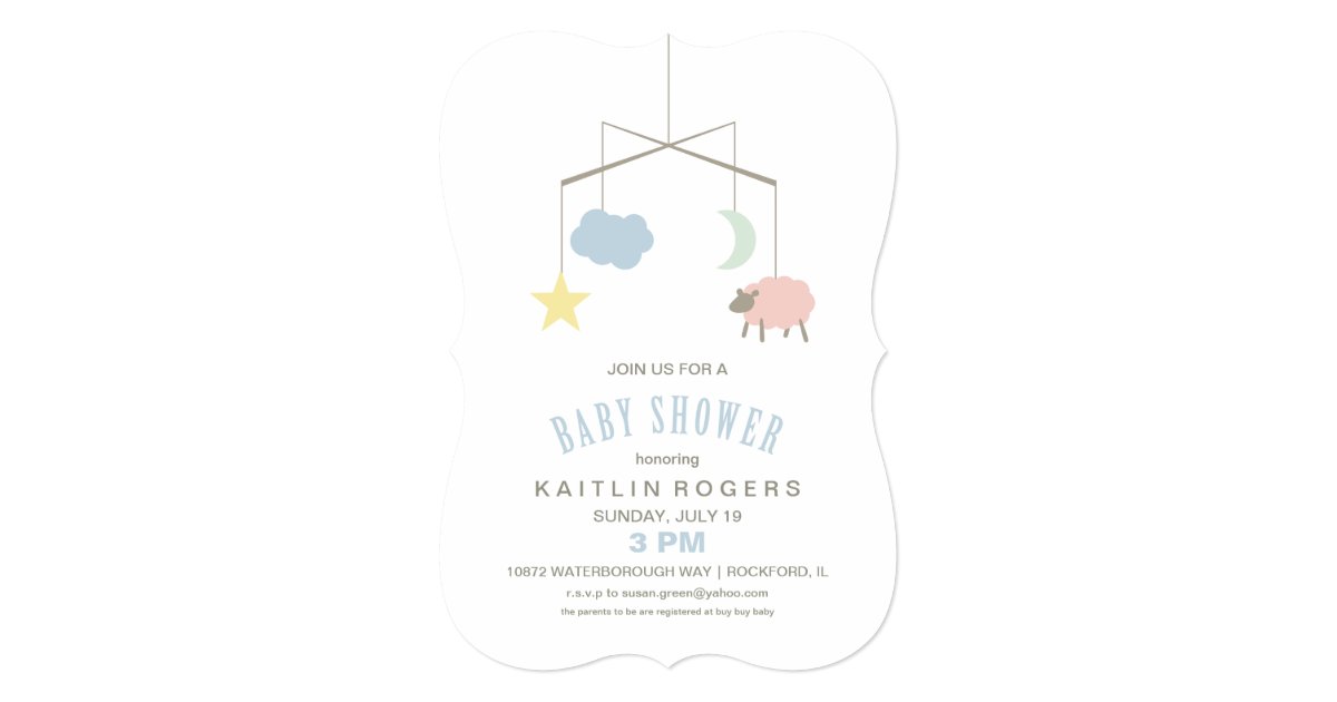 Sleepy Crib Mobile Baby Shower Invitation Zazzle Com