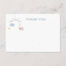 Sleepy Crib Mobile Baby Shower Thank You Card
