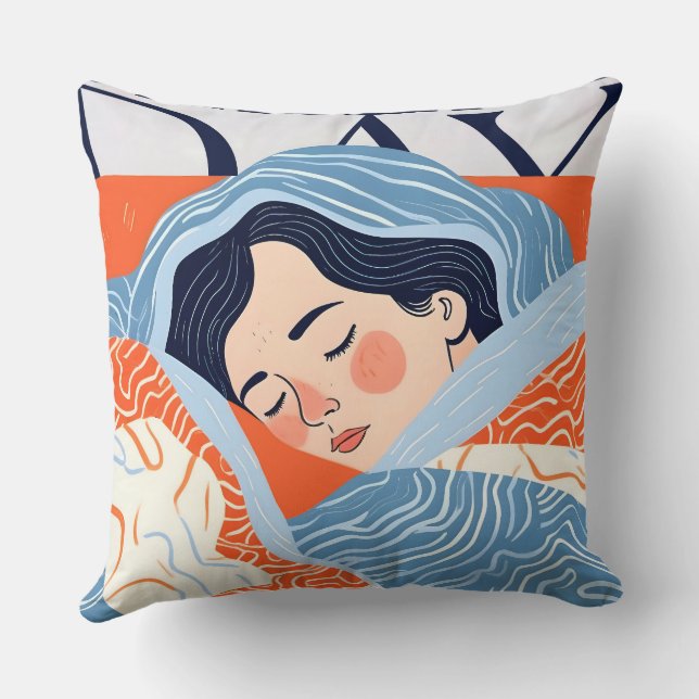 Sleepy Day Throw Pillow (Back)