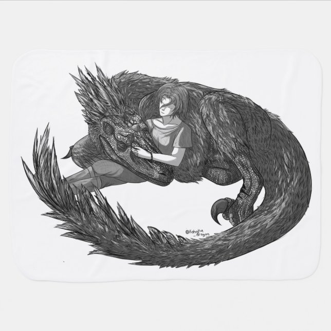Sleepy Dinosaur Baby Blanket (Horizontal)