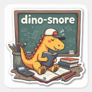 Sleepy Dinosaur 'Dino-snore' Pun Die-Cut  Square Sticker