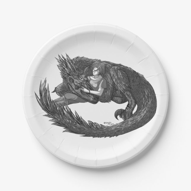Sleepy Dinosaur Paper Plates (Front)