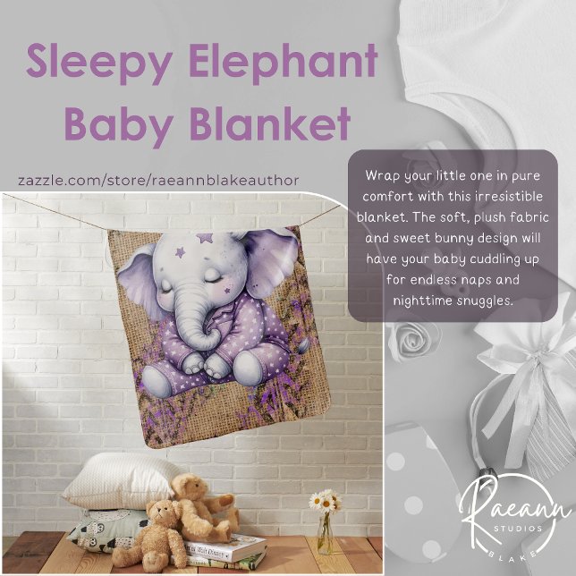 Sleepy Elephant Baby Blanket (Creator Uploaded)