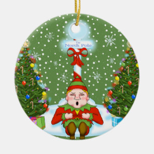 Sleepy Elf Christmas Ornament