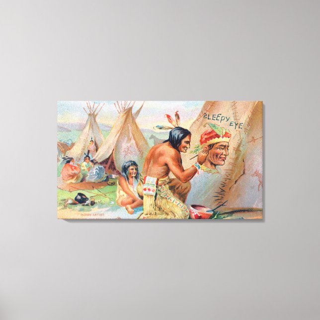 Sleepy Eye Flour Ad with Indians Canvas Print (Front)