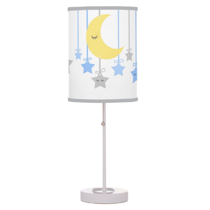 Sleepy Eyes Blue Gray Moon Star Baby Boy Nursery Table Lamp Zazzle Com