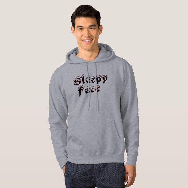 Sleepy Face: Black - Basic Hooded Sweatshirt (Front Full)