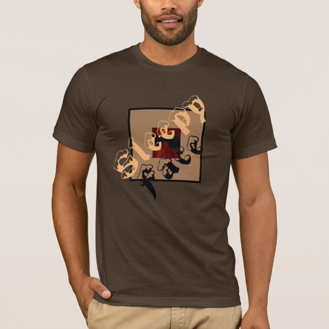  Sleepy Face: Brown Crew Neck T-Shirt  (Front)