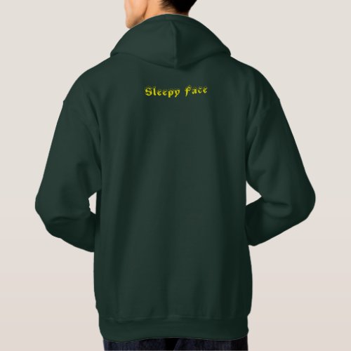 Sleepy Face Green _ All_weather Hooded Sweater