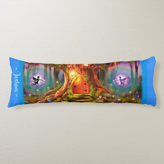 Sleepy Fairy magic tree. Blue Giant custom Body Pillow (Front)