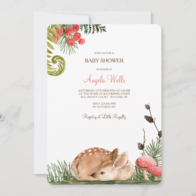 Sleepy Fawn Baby Shower Invitation (Front)