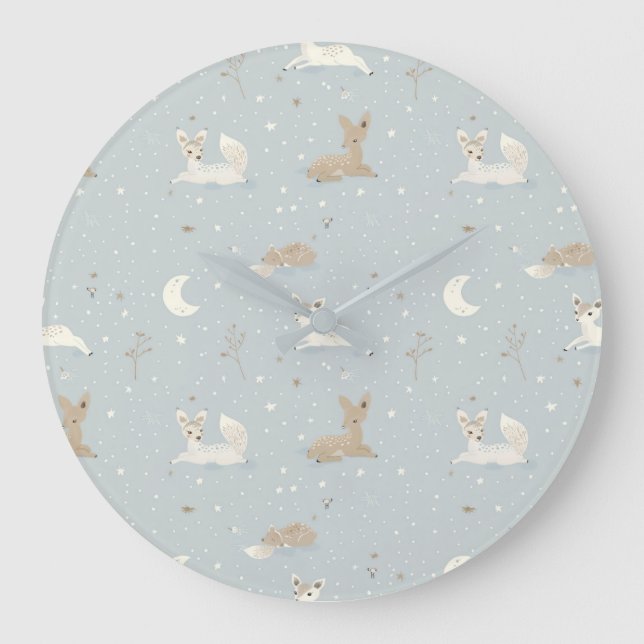 Sleepy Fawn Night Wall Clock (Front)