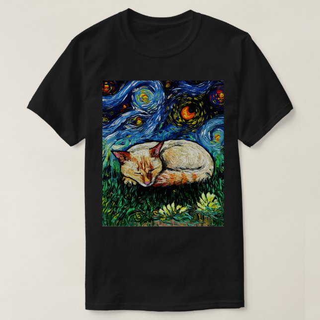 Sleepy Flame Point Siamese Night T-Shirt (Design Front)