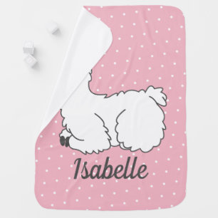 Sleepy Fluffy Llama & White Polka Dots Baby Blanket