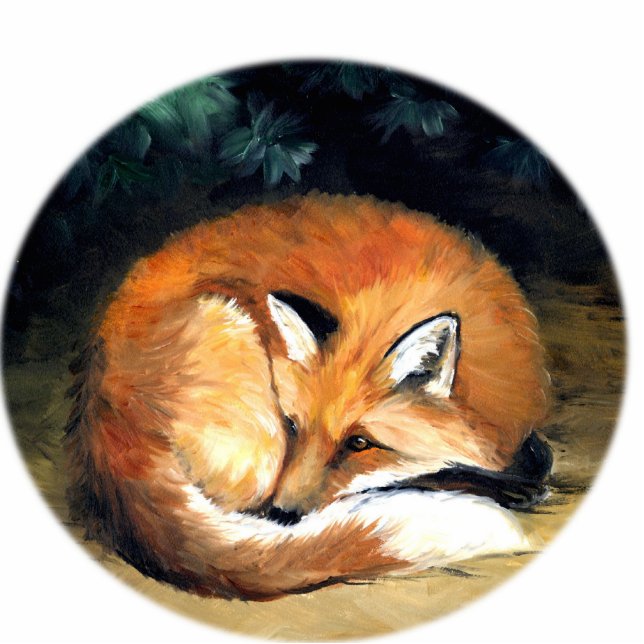 "Sleepy Fox" Art Ornament (Front)