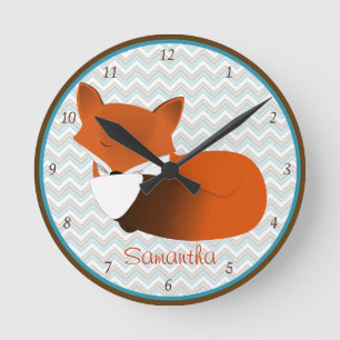 Sleepy Fox Personalized Wall Clock