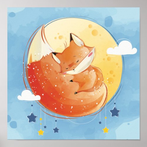 Sleepy Fox Poster